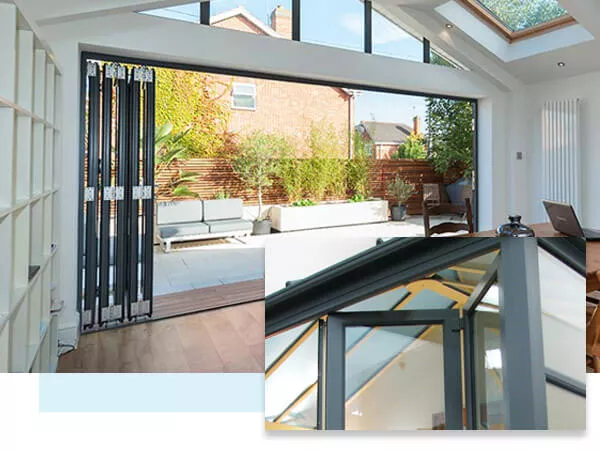 Conservatory with bi-folding doors